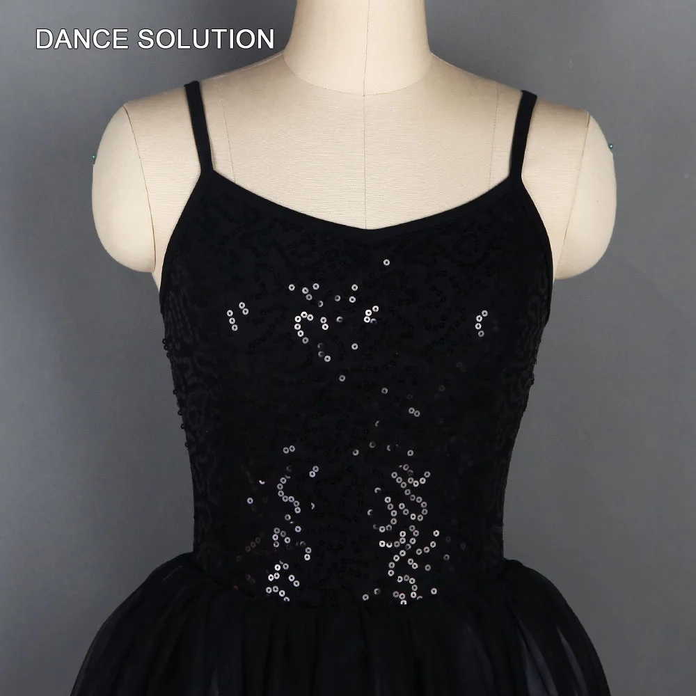 Черная блестящая кофта с тюлевой юбкой современное и Lyrical балетное платье для