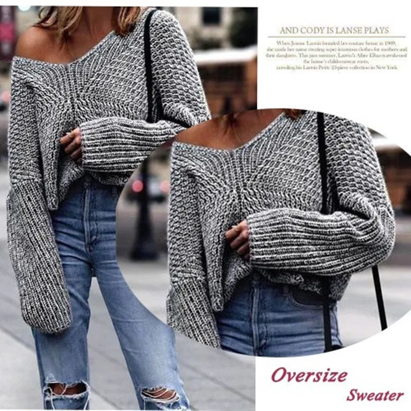 Осенние женские Slash шеи открытыми плечами сексуальный вязаный свитер 3 цвета