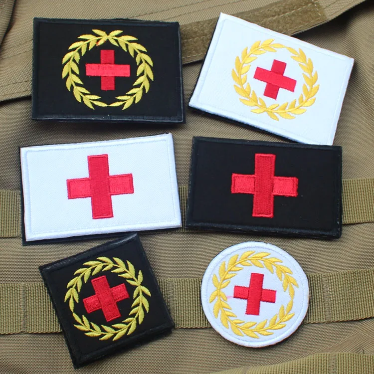 Embroidery Red Cross Brassard Cloth Medical Tactical Patch Hook And Loops Military Emblem Morale Armband Army Combat Badge | Дом и сад