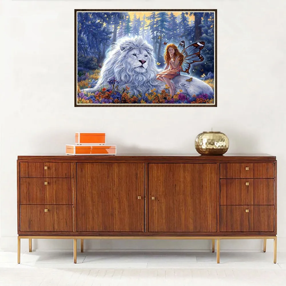 Набор для алмазной вышивки с изображением белого льва|Наклейки на стену| |