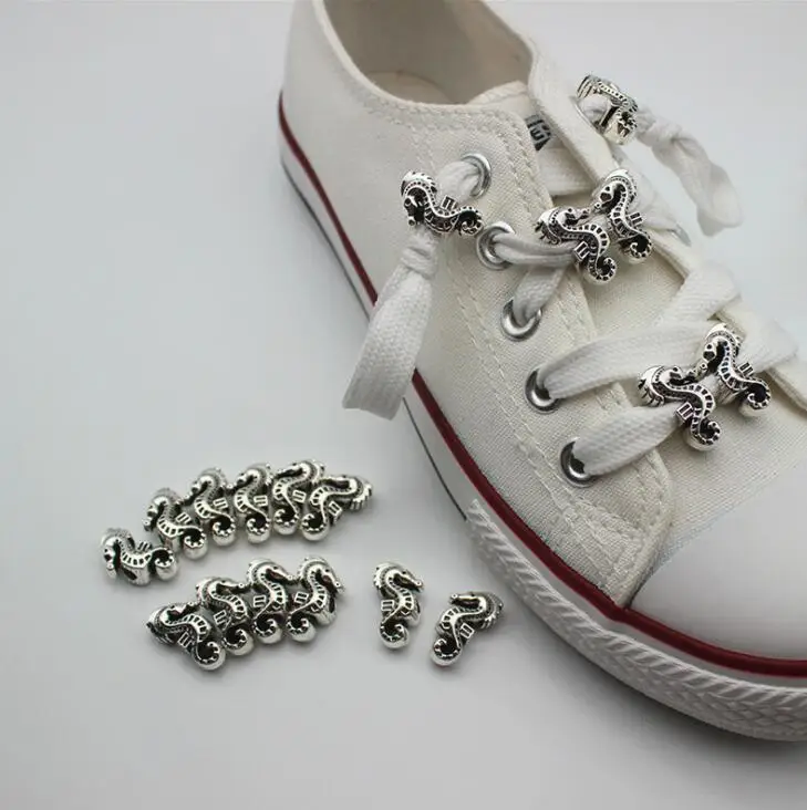 Дешёвая цена античный серебряный Металл морские коньки украшения для обуви 12