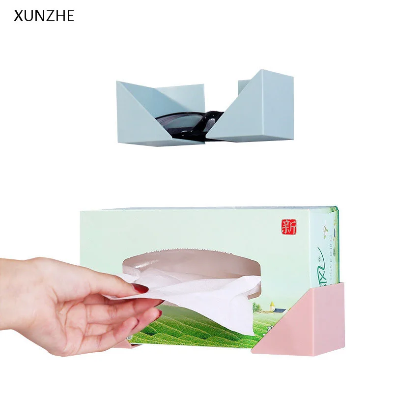 

XUNZHE 4PCS Creative Paste Wall-Mounted Storage Rack 2 Big 2 Small Combined Tissue Box Rack Kitchen Bathroom Supplies Organizer