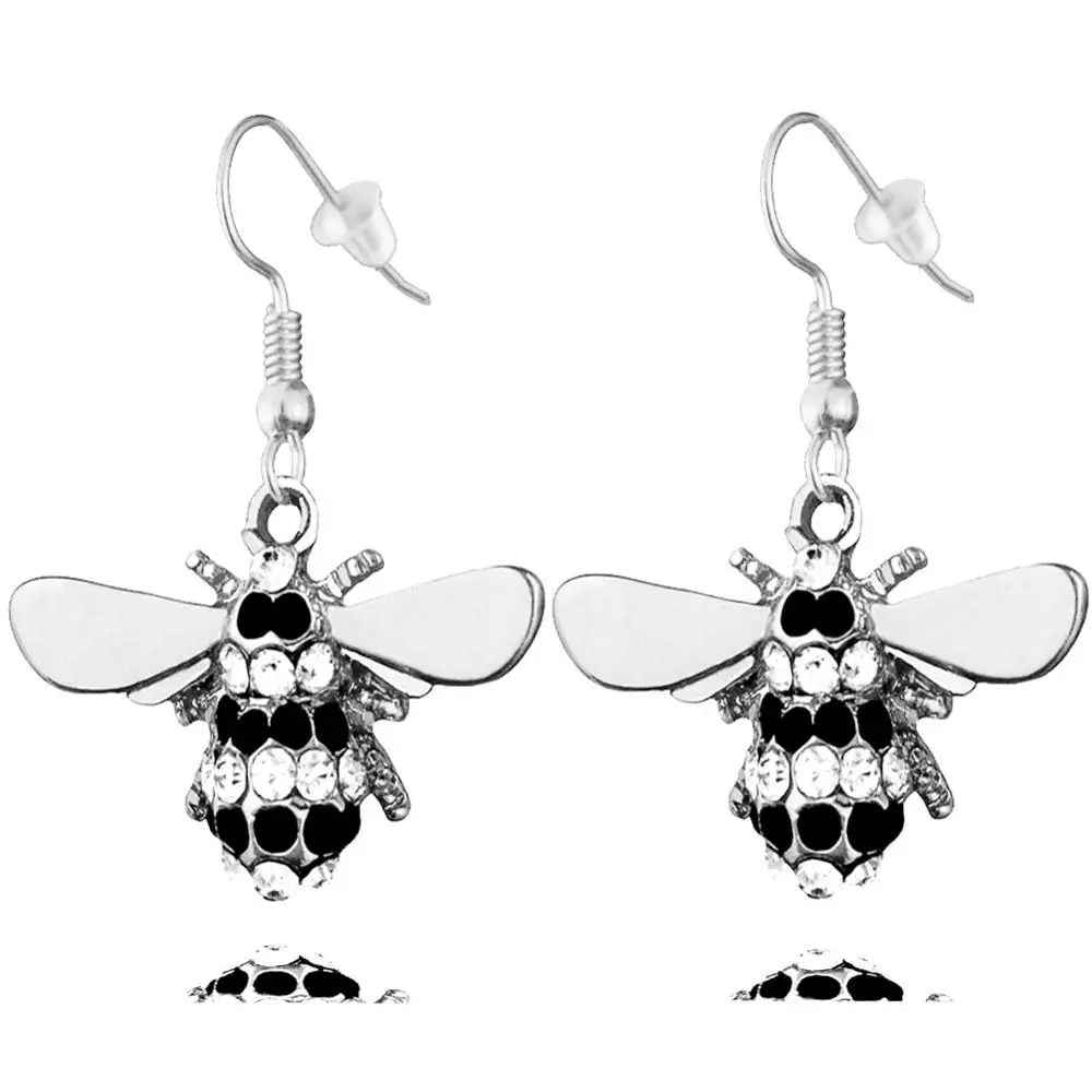 Silver earrings Милые Браслеты honey Bee, CZ кристалл, золотой цвет, цепочка, животное, браслет для женщин, Tiffan, ювелирное изделие для женщин - Окраска металла: Silver earrings
