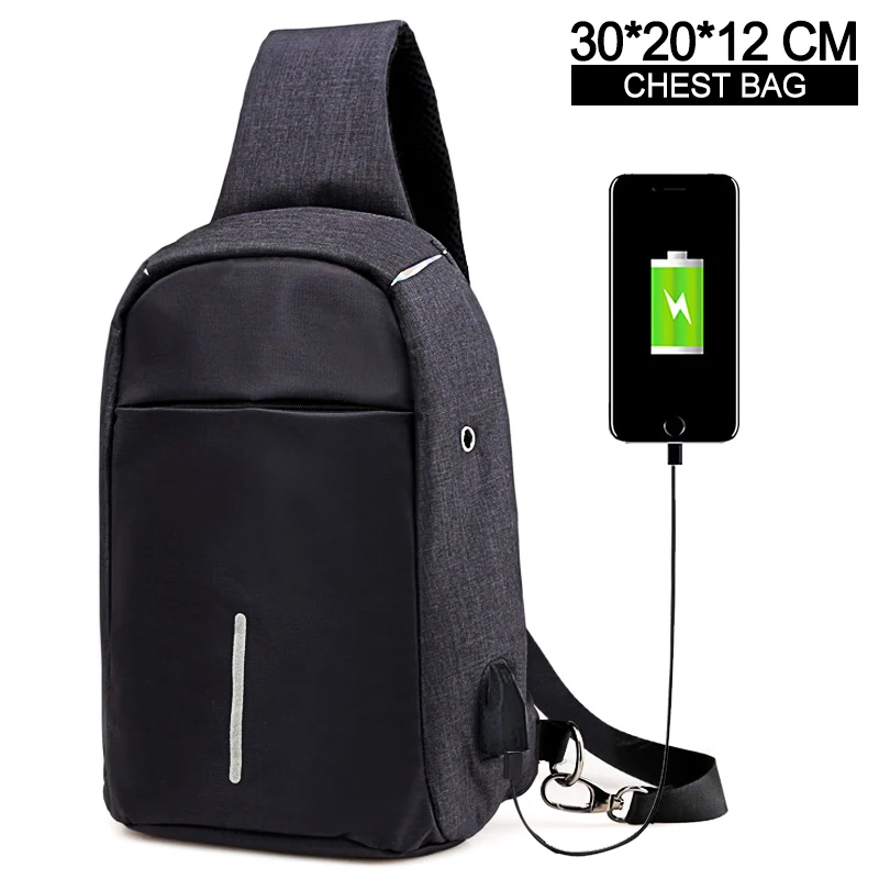 iPad Chest bag-black Рюкзак для ноутбука с Usb зарядкой, 15 дюймов, рюкзак для путешествий, многофункциональный, Противоугонный, водонепроницаемый, Mochila, школьная сумка для мужчин, рюкзак для ПК - Цвет: iPad Chest bag-black