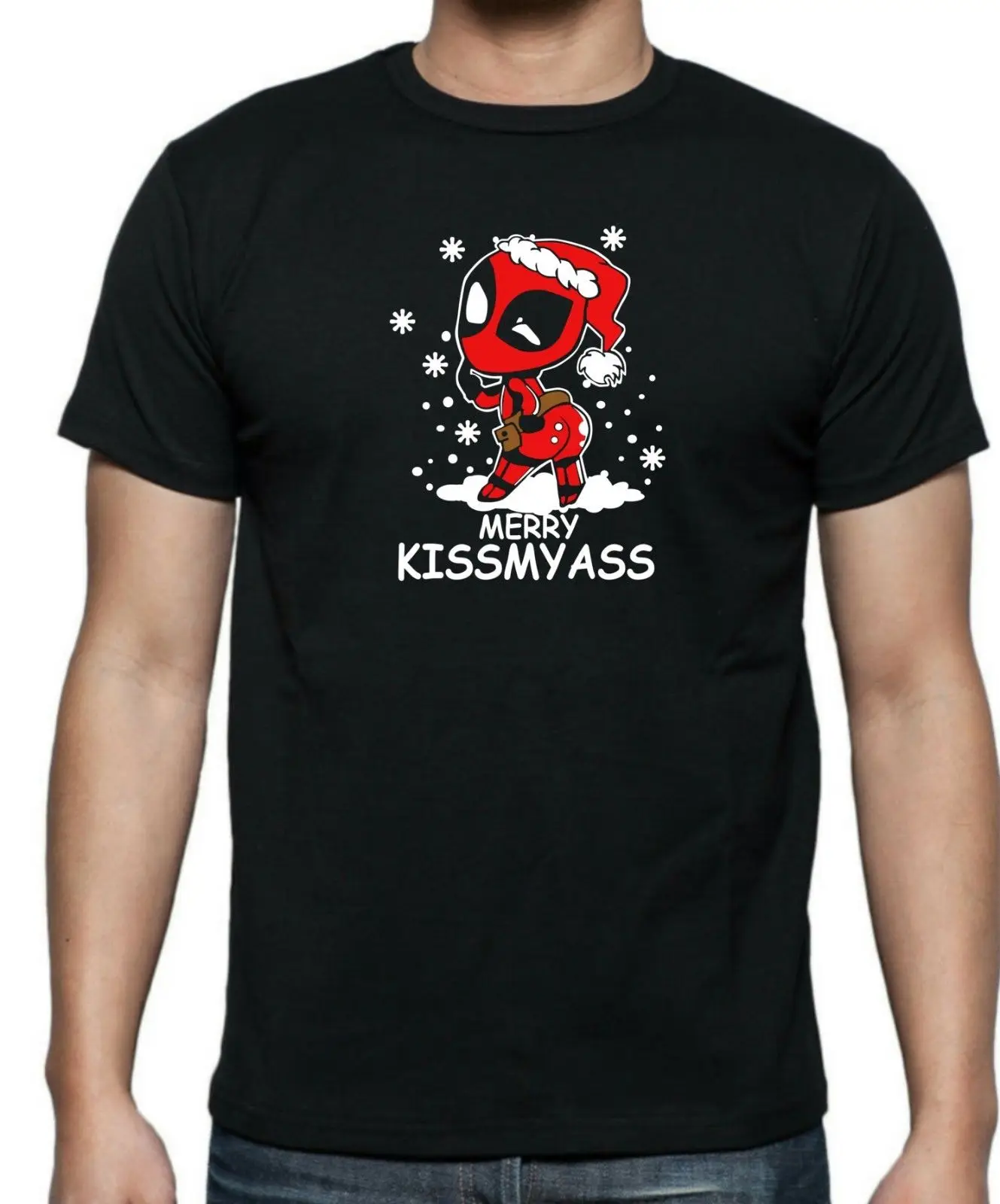 Унисекс дамы установлены юмористическое смешное Дэдпул MERRY KISSMYASS Рождество