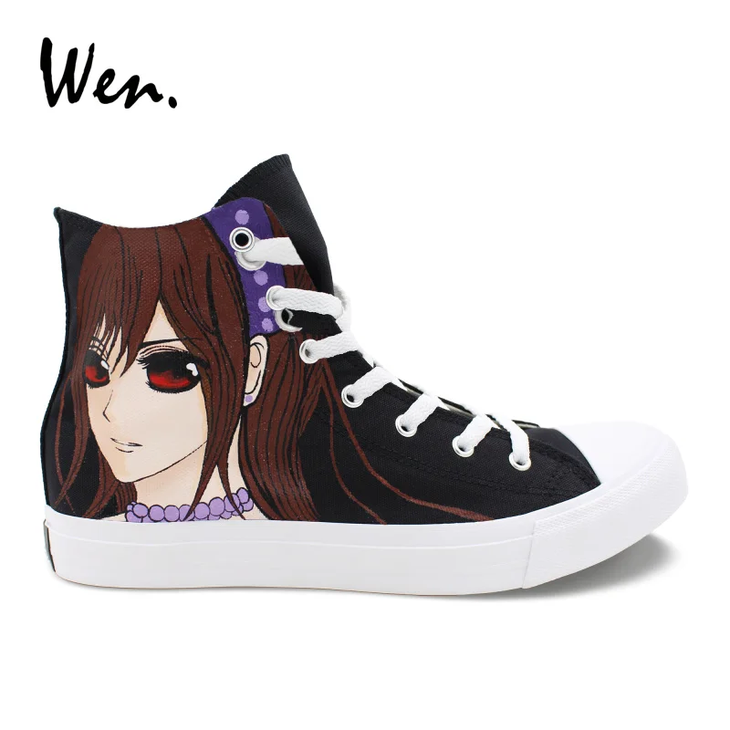 Wen Boy Girl Sneakers Hand Painted Design Vampire Knight Anime Canvas Skateboarding Shoes for Men Women High Top Sports Footwear | Спорт и