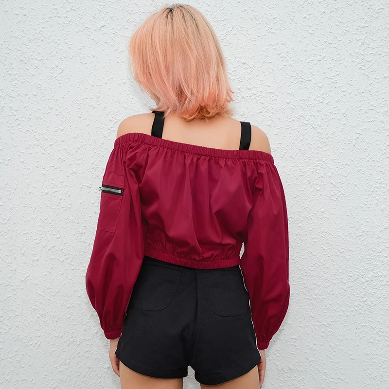 2018 Новый Для женщин мода Slash шеи лоскутные куртки Демисезонный регулируемый