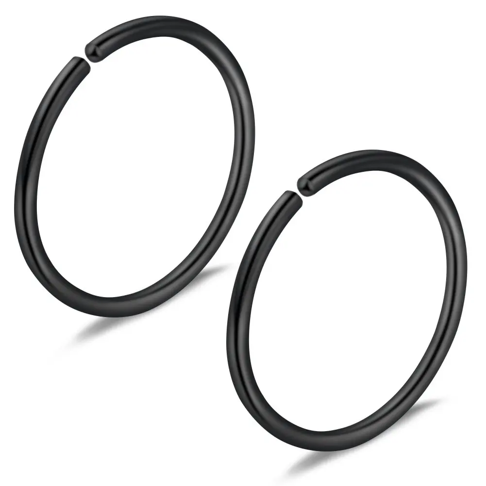 

JFORYOU 3prs Non Pierced Stainless Steel Clip on Closure Round Ring Fake Nose Lip Helix Cartilage Tragus Ear Hoop 20G