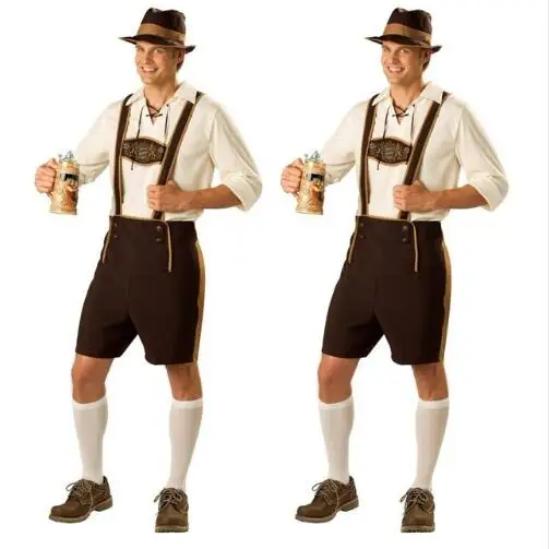 Бесплатная доставка мужской костюм Lederhosen на Октоберфест баварский немецкий