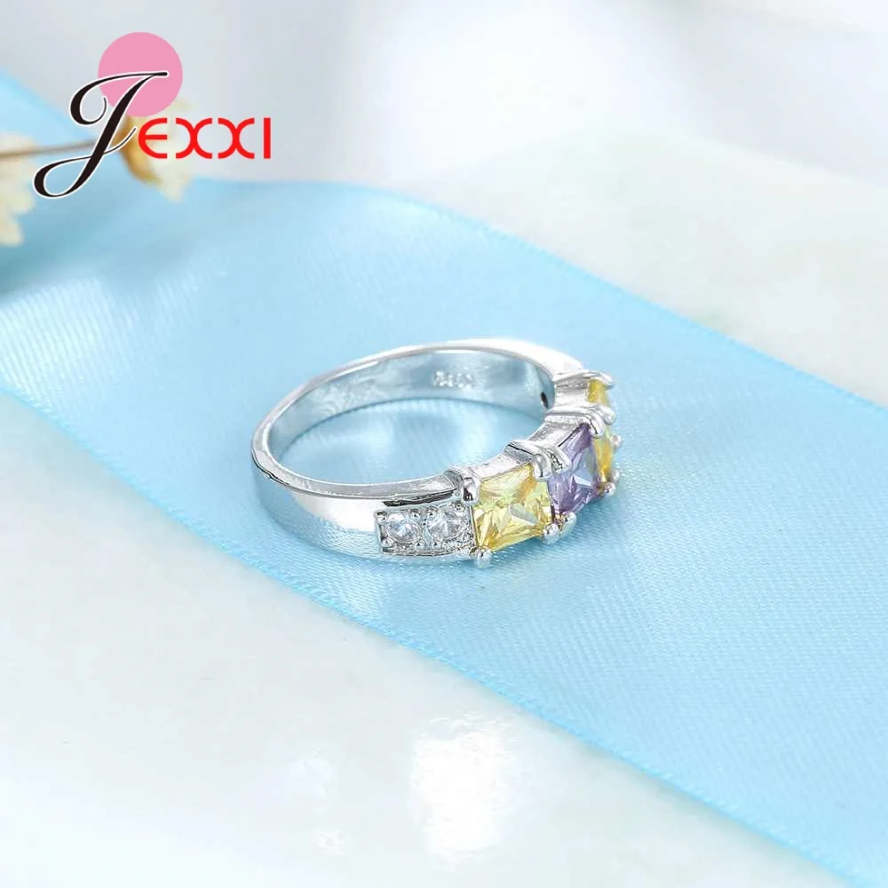 Классические кольца Eternity Band для свадьбы помолвки 925 пробы серебряные фиолетовые
