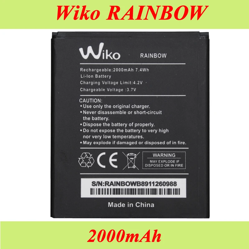 

10PCS/LOT 2000mAh Backup Rechargeable Battery For Wiko Rainbow Batterie Batterij Bateria