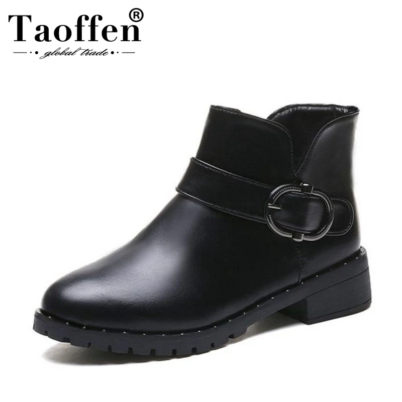 Taoffen/2020 г. Лидер продаж женские офисные ботильоны с пряжкой на толстой подошве