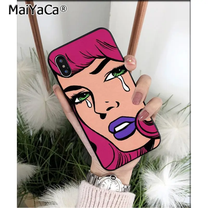 MaiYaCa Pop Art Cry черный мягкий чехол для телефона из ТПУ Apple iPhone 8 7 6 6S Plus X XS MAX 5 5S SE XR