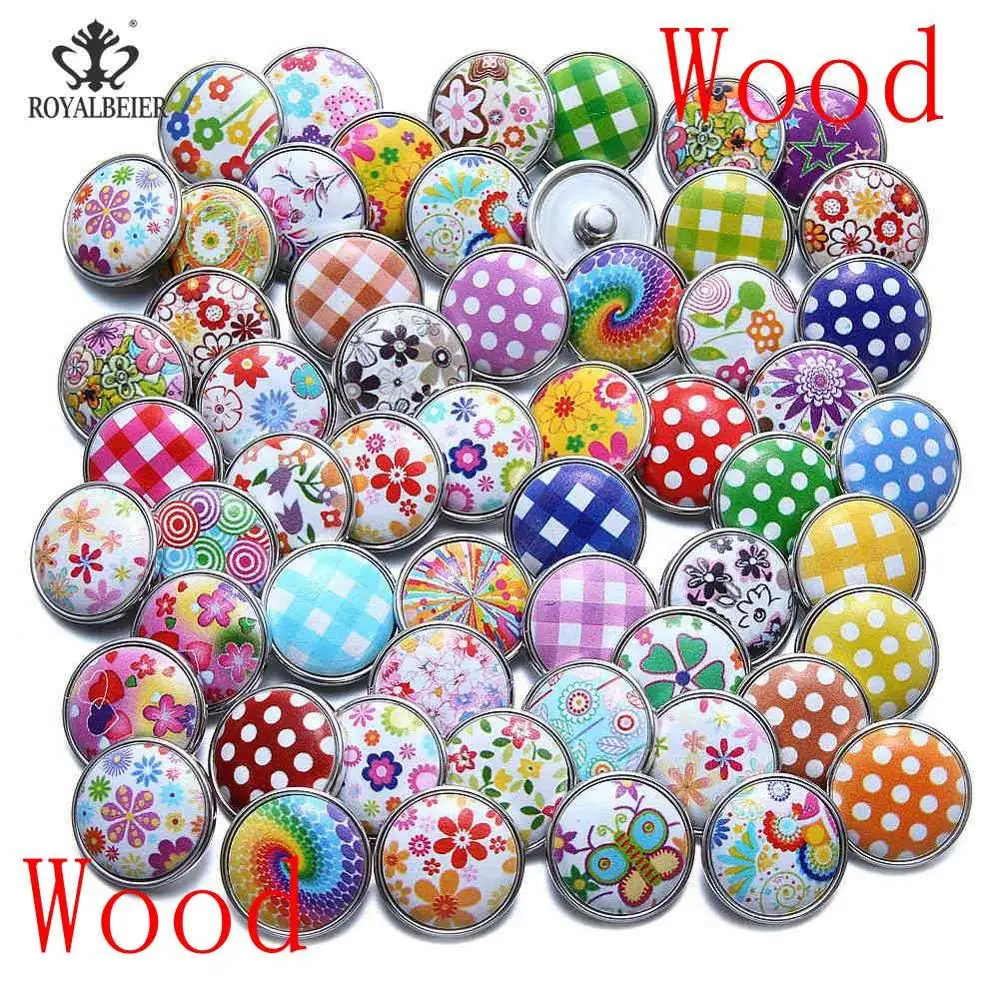 Mixed Wood Series 50 шт./лот, смешанный металл и стекло, 18 мм, кнопки, ювелирное изделие, сделай сам, стразы, кнопки, подвески для кнопки сделай сам, браслет, ювелирное изделие - Окраска металла: Mixed Wood Series