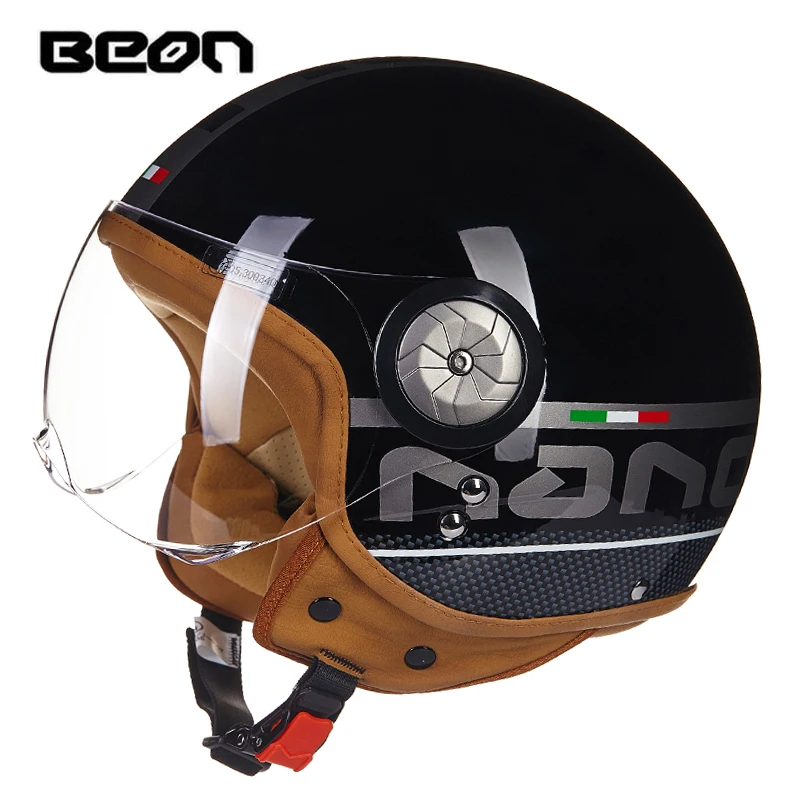 BEON moto rcycle шлем 3/4 с открытым лицом ретро-шлем capacete DOT Сертифицированный для мужчин и женщин cascos para moto половина шлем - Цвет: 6