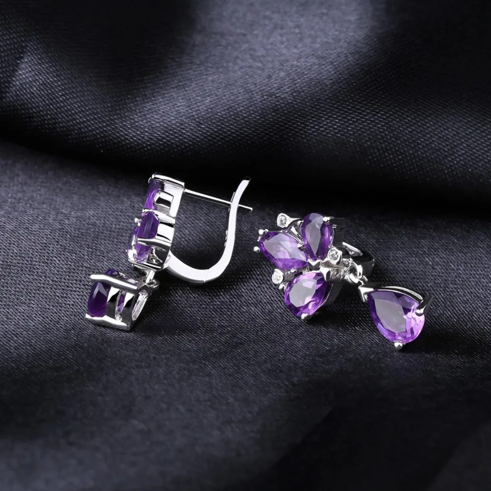 Gem's Ballet Natural Amethyst Gemstone Vintage Earrings 925 Sterling Silver Flower Drop For Women Wedding Fine Jewelry | Украшения и