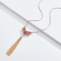 zwpon 2020 new chevron quartz druzy tassel pendant necklace for women fashion long necklace jewelry wholesale