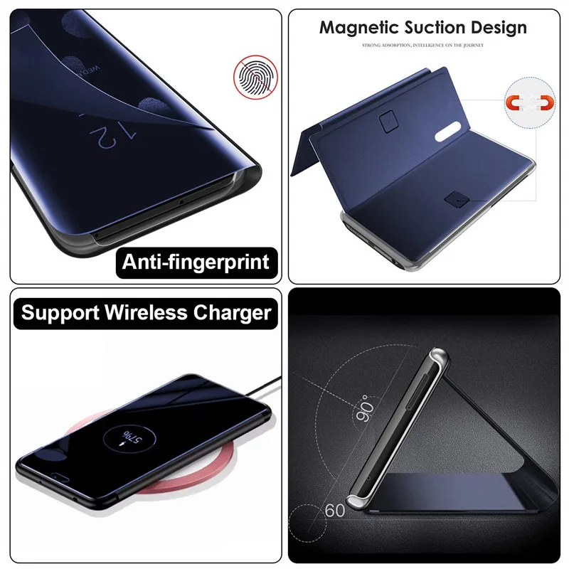 Умный зеркальный флип чехол для Huawei P20 P30 Lite Mate 20 10 Pro Y6 Y5 Prime 2018 Honor 8X 7A 7C Y9 P Smart
