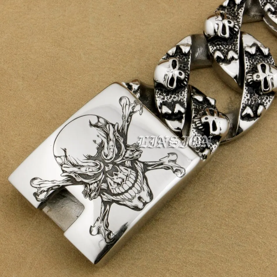 Огромный тяжелый глубокий лазерный гравированный пиратский череп 316L