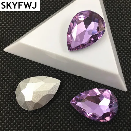 violet Все Цвета Стекло Кристалл указал назад Teardrop Стразы 4x6,7x10,10x14,13x18,18x25,20x30 мм платье капля камень - Цвет: violet