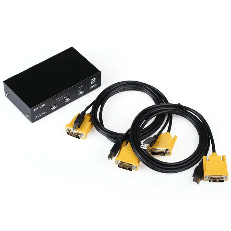 Двухпортовый квм переключатель DVI с аудио автоматический Hotkey USB мышь и клавиатура