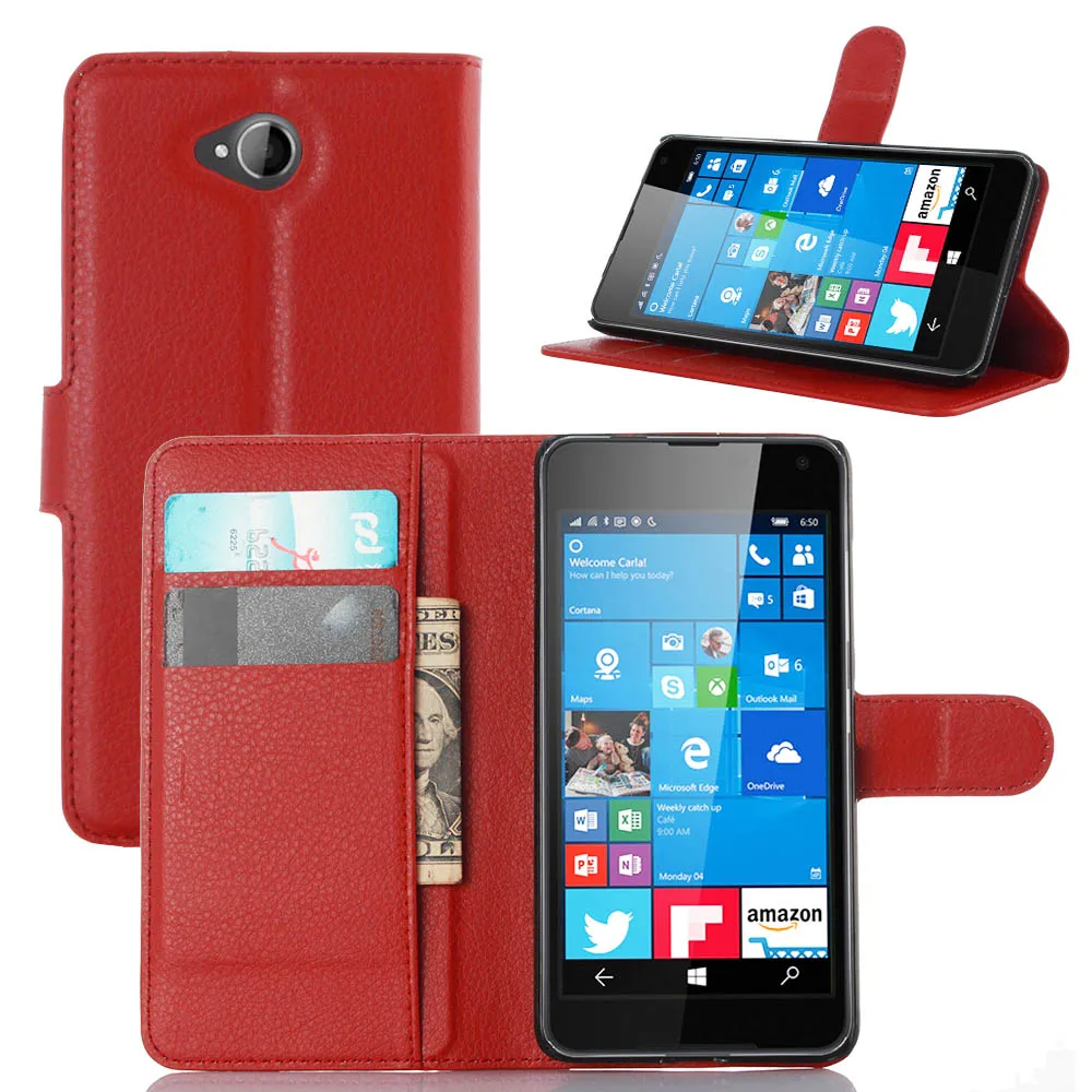 Кожаный чехол книжка с кошельком для Nokia Microsoft Lumia 650 две SIM карты RM 1152 подставкой|case