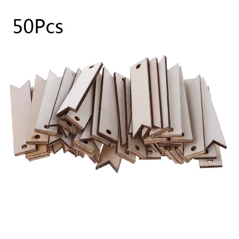 50 шт. лазерная резка дерева перфорированная этикетка украшение деревянной Формы