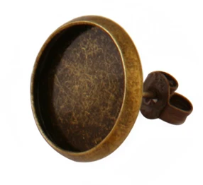 Antique Bronze 10 шт 925 пустая Сережка-гвоздик для маркировки ювелирных изделий Серебро держать-цвет золото латунь ушные вкладыши в наборы ювелирные аксессуары для кабошона - Цвет: Antique Bronze