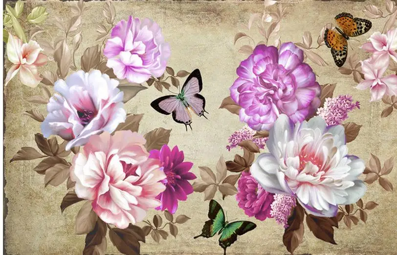 Мода Пион цветок ТВ фон 3d настенные фрески обои украшение дома | Обустройство