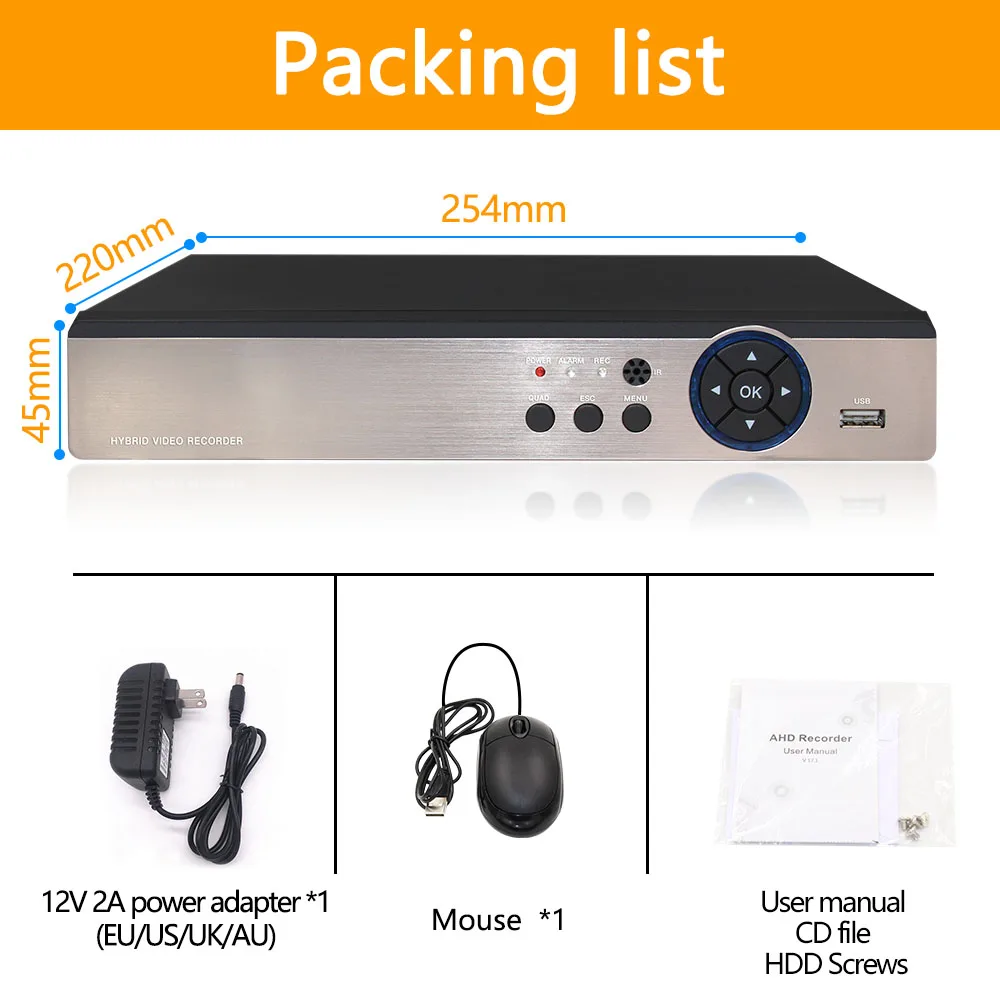 Видеорегистратор 4 канала * 5 м-n/4 м-n AHD DVR 1080 p гибридный видеорегистратор для