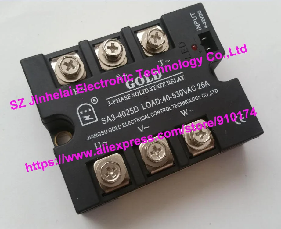 

SA34025D (SA3-4025D) золотое Аутентичное Оригинальное SSR 3-фазное DC управление AC твердотельное реле 25A