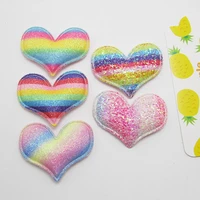 25pcs 54cm sequins heart padded patches appliques for clothes sewing supplies diy hair bow decoration free shipping