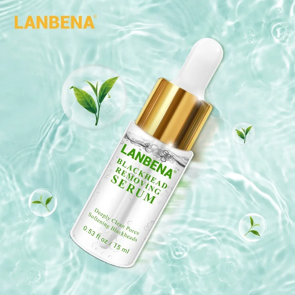 LANBENA, сыворотка для удаления черных точек, глубоко очищает поры, смягчает черные головки, деликатное удаление угревой сыпи, лечение прыщей, уход за кожей 15 мл