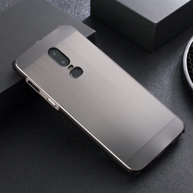 6,28 ''Oneplus6 алюминиевый бампер чехол Funda Oneplus 6 Чехол под шлифованный Металл PC задняя крышка для Coque One Plus 6 чехол для смартфона Броня