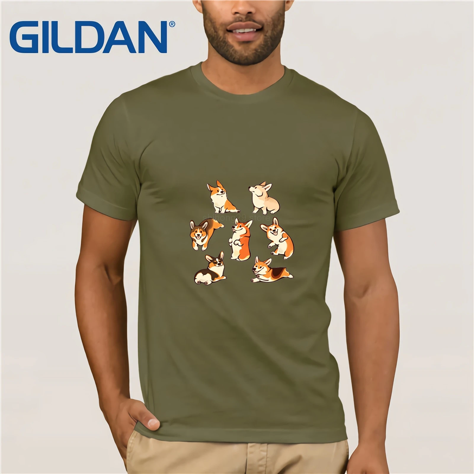 Camisetas Homme Топы хипстерская футболка каваи веселый корги Для мужчин Милая с для