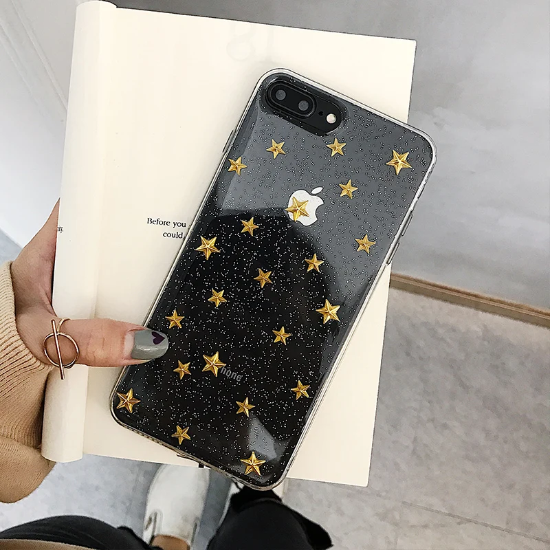 Чехол для телефона Wixcen Golden Stars Gitter Iphone 7 6s 8 Plus прозрачный мягкий силиконовый