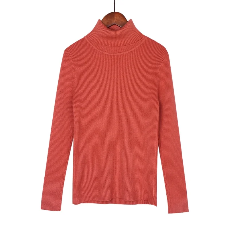 S19185Red WOTWOY, 13 цветов, одноцветные базовые вязаные свитера для женщин,, осень, зима, длинный рукав, Повседневный, водолазка, пуловер, женский, розовый джемпер - Цвет: S19185Red