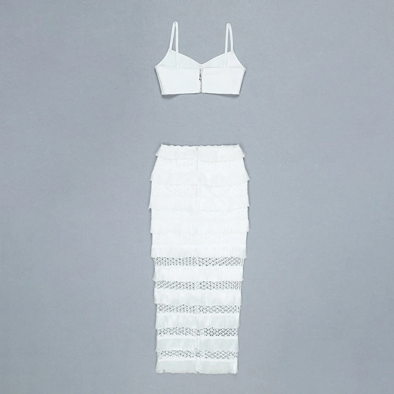 2019 New Women white v neck spaghetti strap two piece set Knitting Vestidos celebrity evening Party dresses dropshipping | Женская