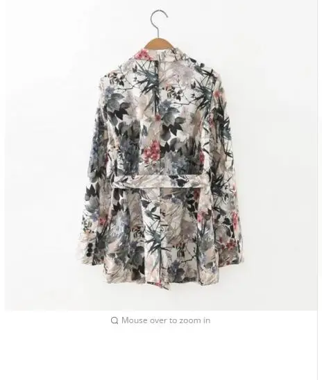 2017 Autumn Women Floral Print Blazer Notched Collar Coat Vintage Flower Long Suit Jacket Outerwear Casaco Feminine Tops | Женская