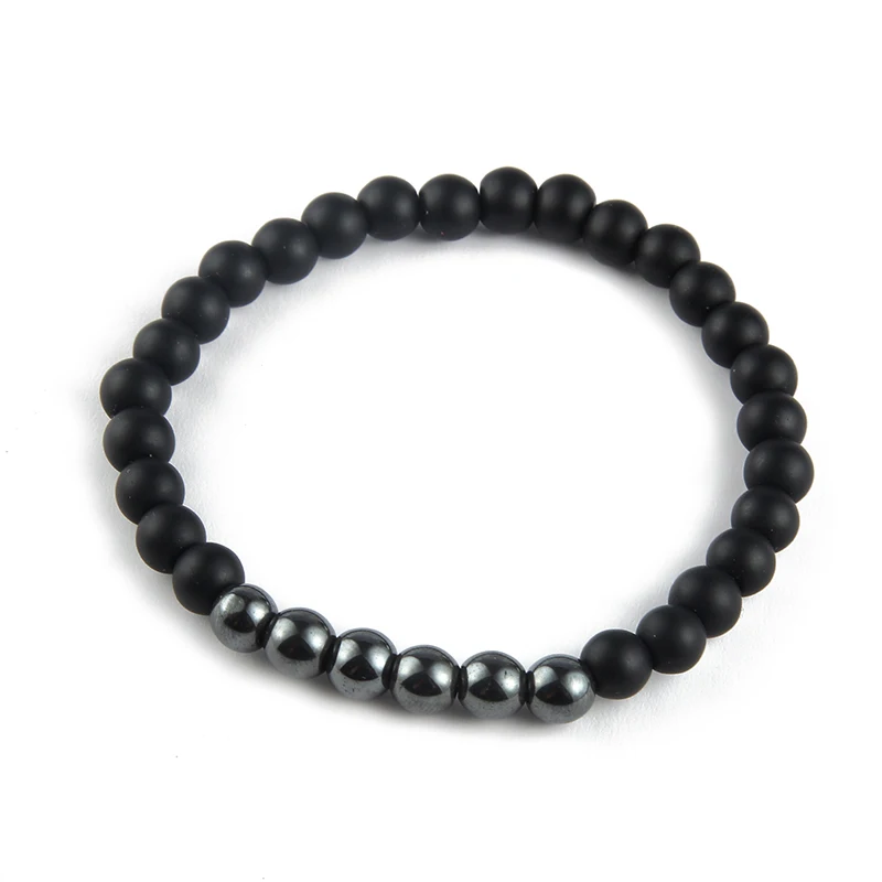 Women Black Natural Stone Bracelet Beads Hematite Therapy Health Care Magnet Men's Jewelry | Украшения и аксессуары