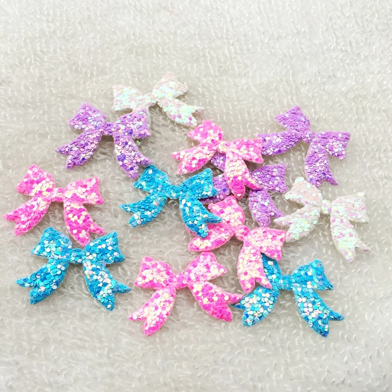 HOT 20*26mm Padded Shiny/Glittered Bow Appliques Mix Colors Bows patches for clothing 100pcs/lot -C63A*5 | Дом и сад