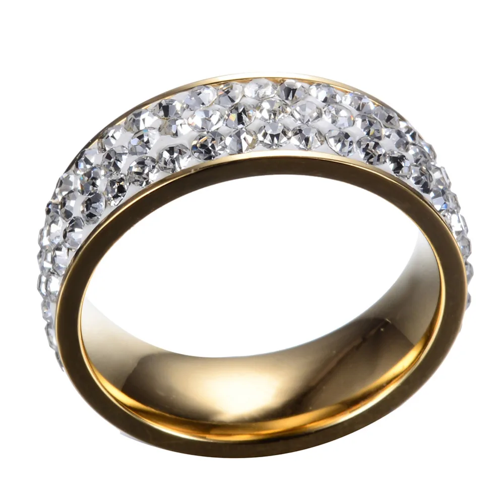 Кольцо из титановой стали с австрийским хрусталем размеры 6-12 | Украшения и