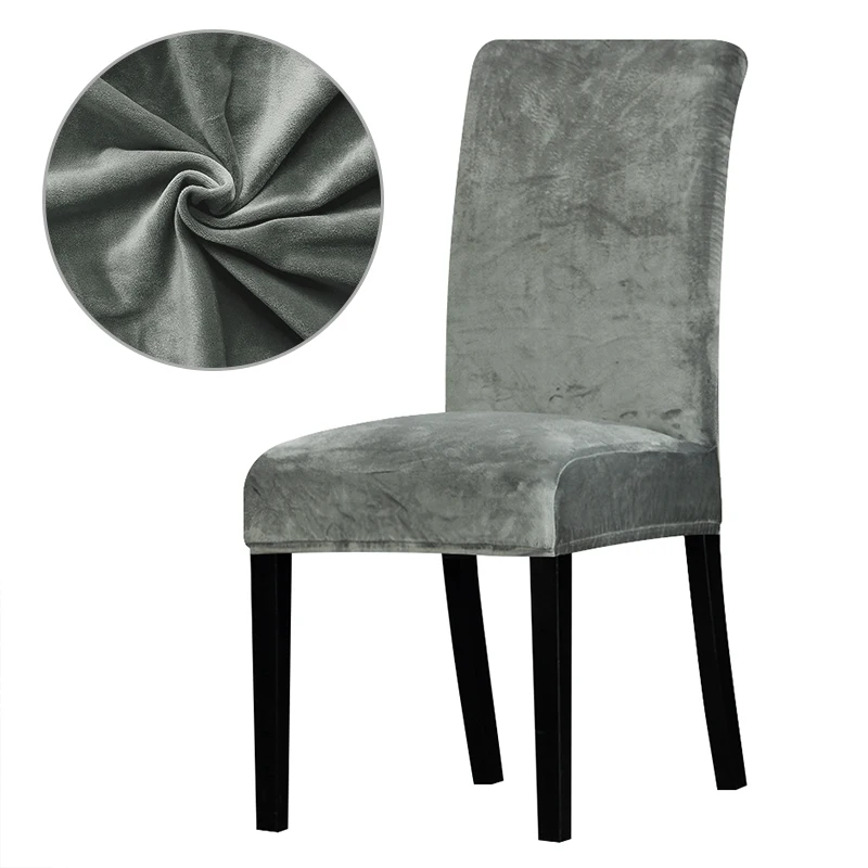 Velvet fabric Chair Cover Washable Removable Big Elastic Seat Arm Covers Slipcovers Stretch Chair Covers For Banquet Office - Цвет: Grey-01