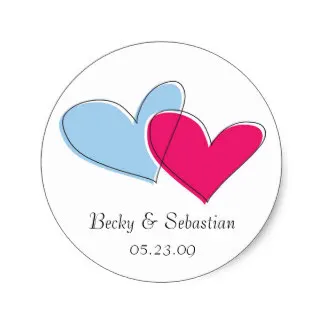3.8cm Two Hearts Sticker Labels | Дом и сад