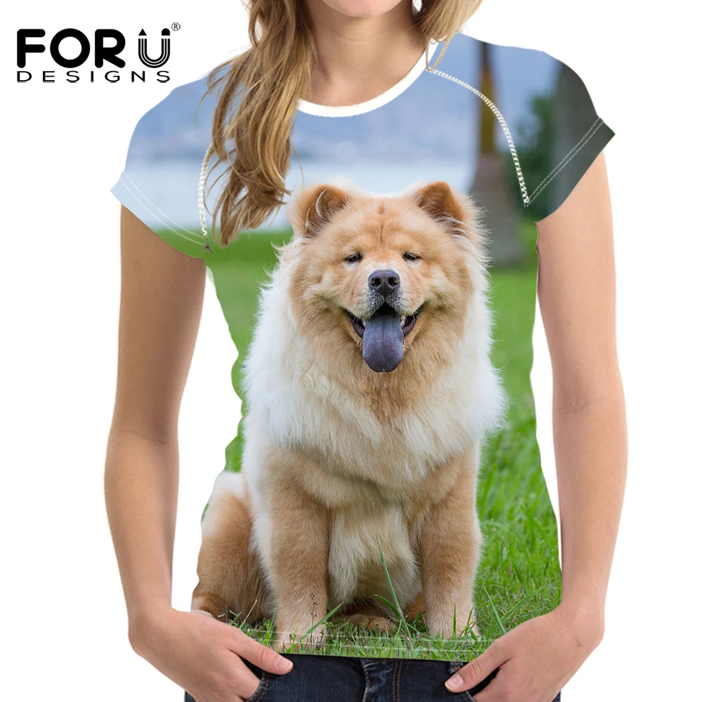 FORUDESIGNS/Kawaii 3D футболка с рисунком собаки женская брендовая дизайнерская летняя