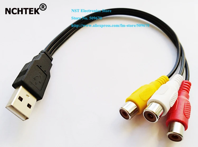 NCHTEK USB 2 0 A папа к 3 RCA мама Аудио Видео AV адаптер кабель 25 см/Бесплатная доставка/2