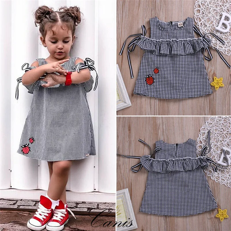 Kids Dresses For Girls 0-24M Newborn Toddler Plaid Dress Pageant Party Tutu Outfits Clothes Baby | Мать и ребенок