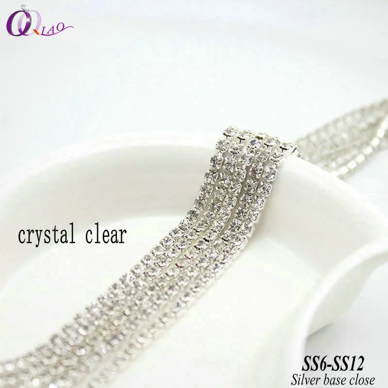 Bling 10 ярдов/партия SS6-SS12(2 мм-3 мм) прозрачные кристаллические серебряные стразы на основе цепочки для изготовления ювелирных изделий своими руками аксессуары