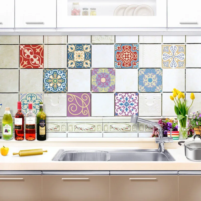 

13 Color Mediterranean Blue Tiles Wall Sticker Tile Decal for Bathroom Kitchen Home Decor DIY Self-adhesive Waterproof Removable