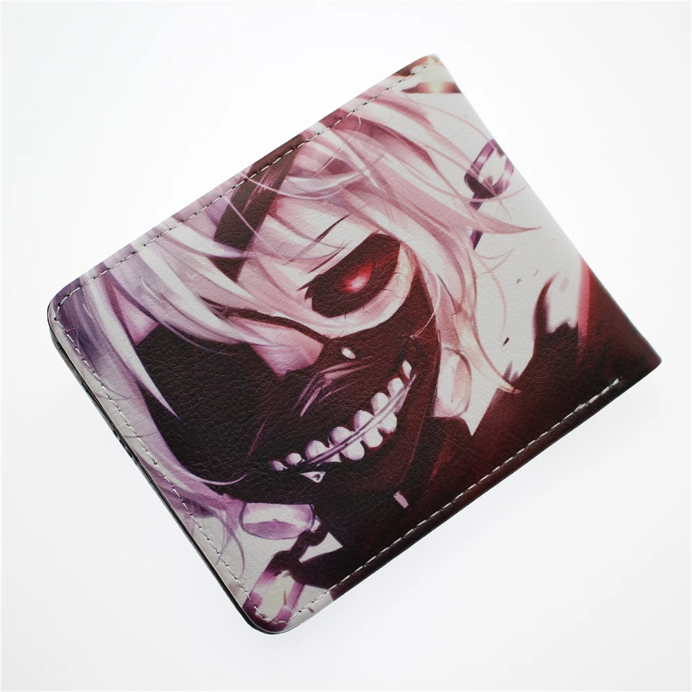 Аниме Токийский вурдалак Kaneki Ken Pu короткий кошелек Двойные фото держатель для карт мальчиков девочек мужской принт слои кошелек Кнопка кожаные кошельки